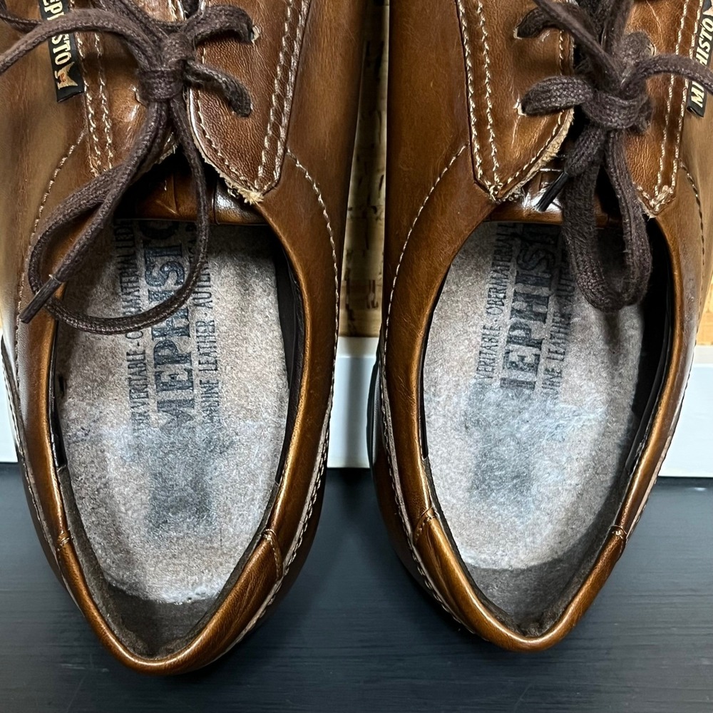Mephisto Men Brown Leather Walking‎ Shoes Sneakers Made France worn Once size 12 - Picture 9 of 13